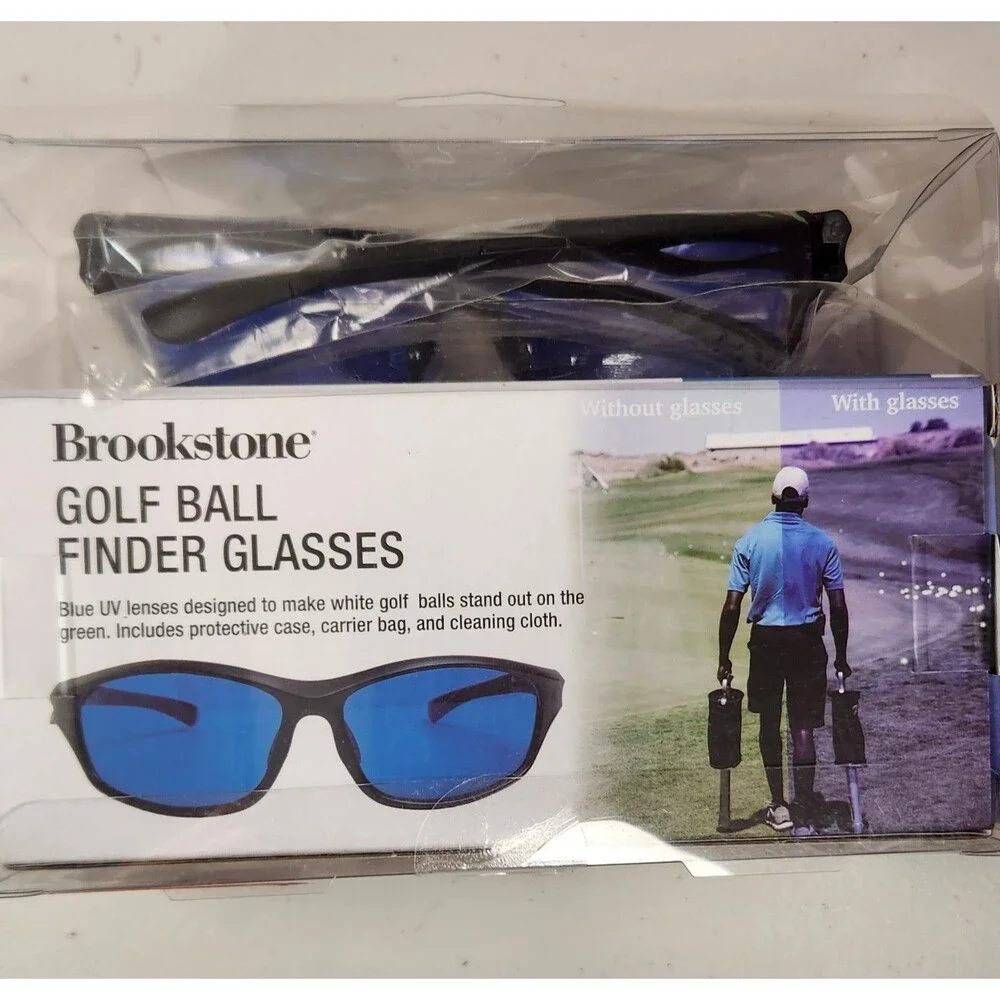 Brookstone Golf Ball Finder Glasses Blue UV Lenses with Protective Case